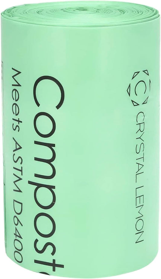 Crystal Lemon 30-Count Biodegradable 6 Gallon Bags, Heavy Duty and Unscented – Ideal for Kitchen, Bathroom, Yard, and Food Waste