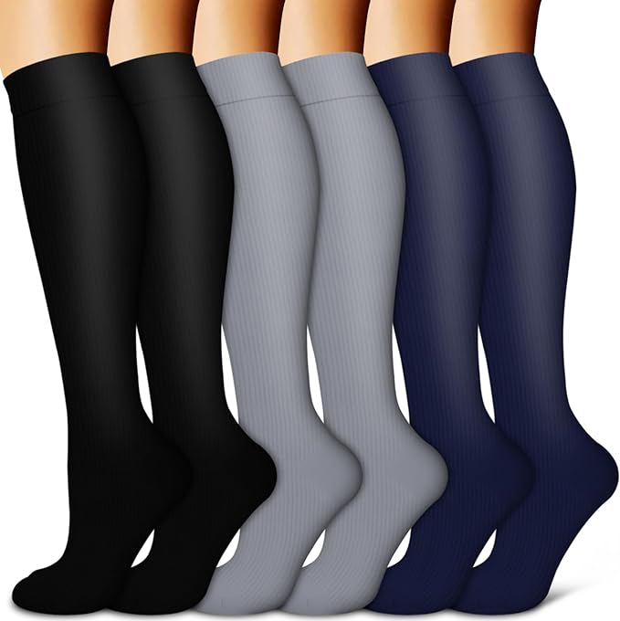 BLUEENJOY Copper Compression Socks for Women & Men (6 pairs) - Best Support for Nurses, Running, Hiking, Recovery