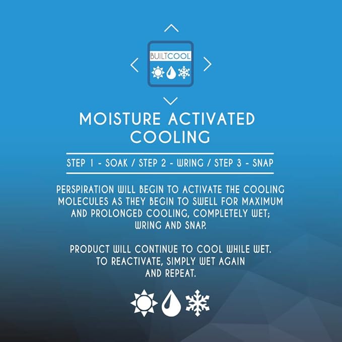 BUILTCOOL Adult Cooling Towel - Men & Women Chilly, Lightweight, Soft, Neck and Face Cooling Towel for Sport, Camping, Hunting, One Size, Navy, 3 Pack