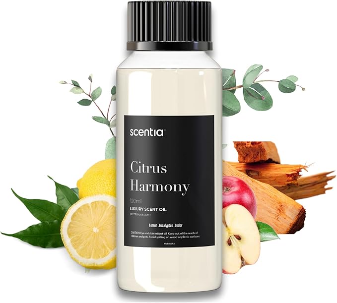 Citrus Harmony Essential Oil Blend – 120ml Premium Aromatherapy Diffuser Oil with Bright Notes of Lemon, Eucalyptus, Sage & Musk | Perfect for Home, Candles, Soaps & DIY