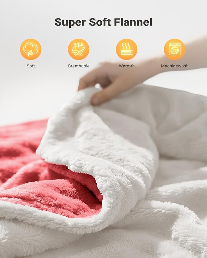 iDOO Heating Pad for Back Neck & Shoulders Pain Relief, Large Full Body Electric Heat Pad, Birthday Christmas Gifts for Women Men Seniors, FSA Eligible Items Only List, 6 Heat Settings Auto-Off,Pink