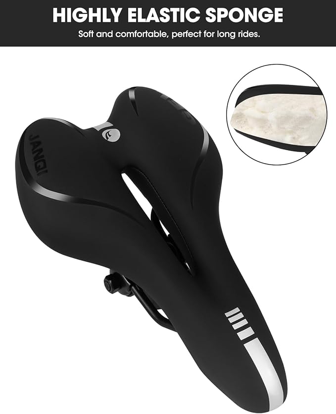 Comfortable Bike Seat for Men & Women, Waterproof Bicycle Seat, Breathable Mountain Bike Saddle, Gel Bicycle Saddle for MTB, BMX, Road Bike, City Bikes, Exercise Bikes