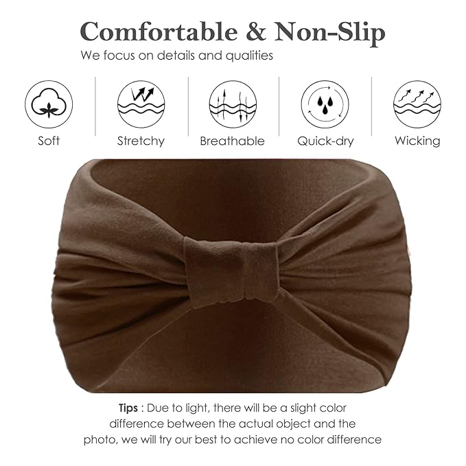 Artilady 7'' Wide Headbands for Women Elastic Head bands Non Slip Soft Stretchy Extra Large Boho Turban Headwraps Sport Workout Running Hair Accessories for Girls