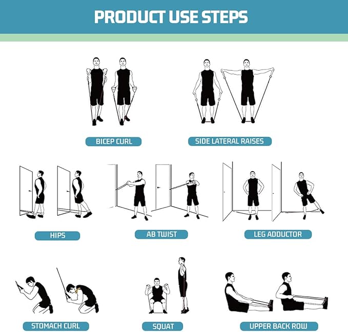 VEICK Resistance Bands, Exercise Bands for Working Out with Handles, Elastic Workout Bands for Men Women, Exercising Bands for Strength Training Equipment at Home Gym