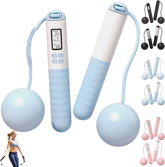 Runaivete Skipping Rope with Counter, Cordless Jump Ropewith LCD Display, Smart Weighted Jump Rope, Displaying Jump Count, Time&Calories Burned Counting Jumprope for Fitness&Lose Weight