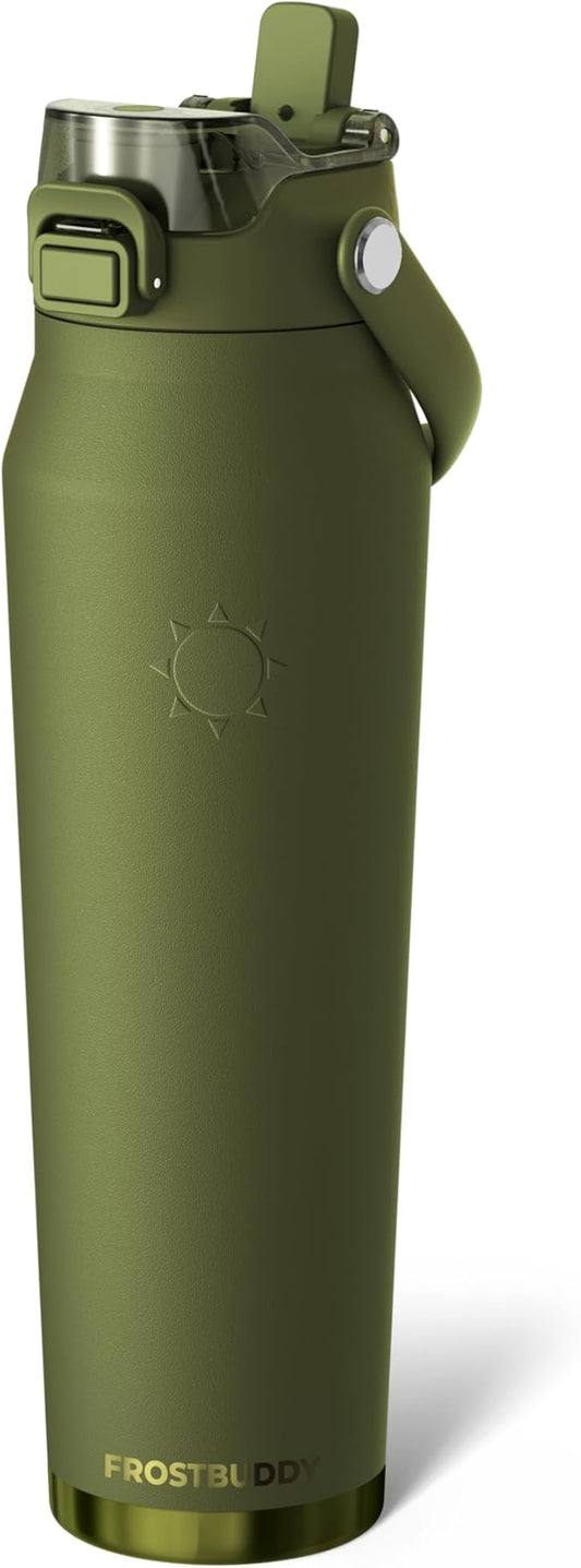 Frost Buddy 32oz Insulated Water Bottle with Straw & Chug Lid | Leak-Proof Stainless Steel | 24-Hours Cold | Sweat-Proof, Cup Holder Friendly | Ideal for Gym, Travel, Sports & Everyday Hydration