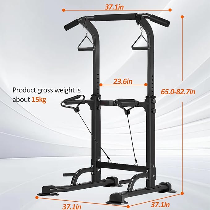 Power Tower Pull Up Dip Stander, Height Adjustable Multi-functional Home Strength Training Gym Equipment, Easy to Install, Durable Home Gym Equipment