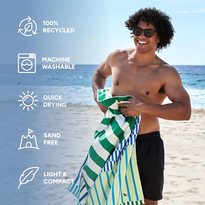 Dock & Bay Beach Towel - Quick Dry, Sand Free - Compact, Lightweight - 100% Recycled - Includes Bag - Blueberry Spritz - Extra Large (200x90cm, 78x35)