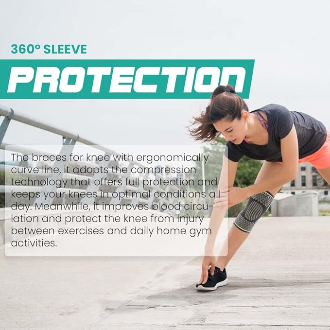 Modvel Compression Knee Brace for Women & Men, 2-Pack Knee Brace for Running Knee Pain, Knee Support Compression Sleeve, Workout Sports Knee Braces for Meniscus Tear, ACL & Arthritis Pain Relief