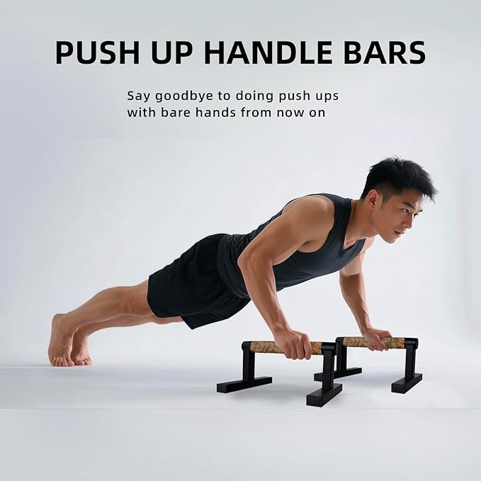 T Shape Floor Stand Wood Push Up Handle Bars for Men, Strength Training Pushup Stands Parallettes Bars with Sturdy Metal Bracket for Calisthenics, Fitness, Gymnastics, Workouts, Calistenia