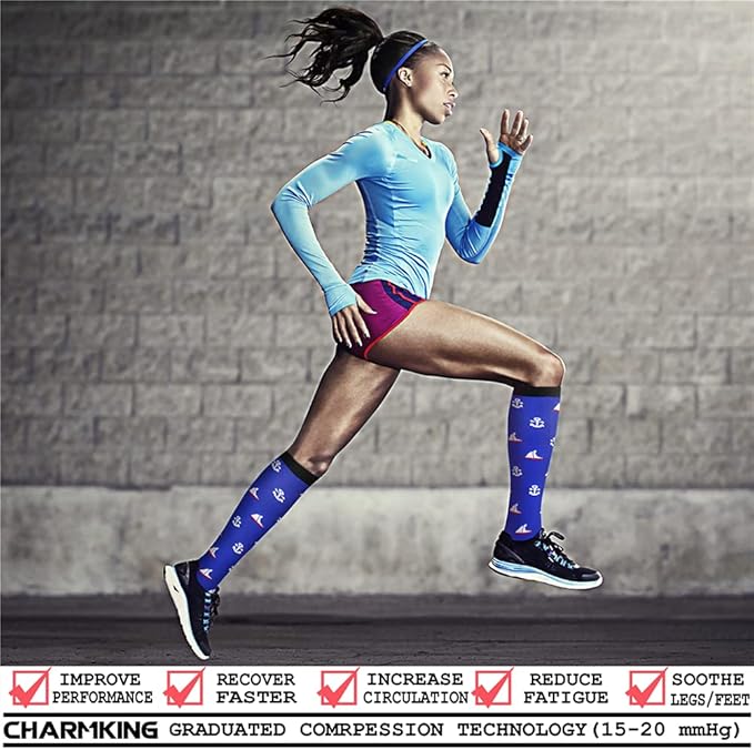 CHARMKING Compression Socks for Women & Men Circulation (8 Pairs) 15-20 mmHg is Best Support for Athletic Running,Hiking