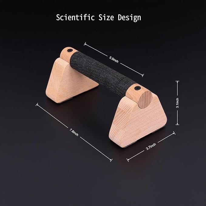 Parallettes Bars Wooden Push Up Bars with Non-Slip Base, 7.8 Inch Handstand Training Blocks & Push Up Handles, Portable Calisthenics Equipment for Home Workout Strength Training