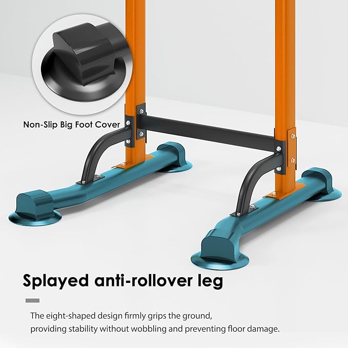 Dland Power Tower Pull Up Bar Dip Station and Height Adjustable Dip Bar Stand, Multi-Function Home Gym Exercise Equipment Strength Training Fitness Workout Station