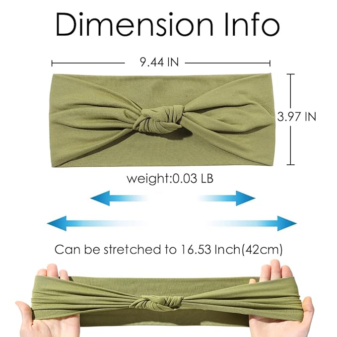 Vercret 8 Pack Knotted Headband for Women Non Slip - Boho Wide Hair Bands Yoga Workout Running Sport Elastic Twist Knot Hair Wraps Hair Accessories for Girls