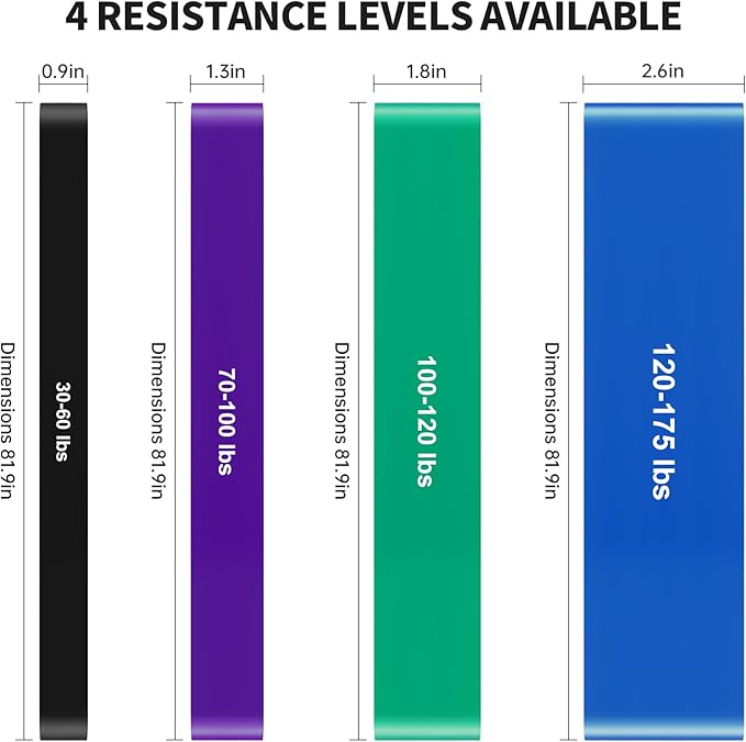 Pull Up Assistance Bands Set 5 LBS - 230 LBS, Long Resistance Bands for Pull Ups Working Out, Gym Workout Bands for Men Exercise Muscle Training and Shape Body - Carry Bag Included