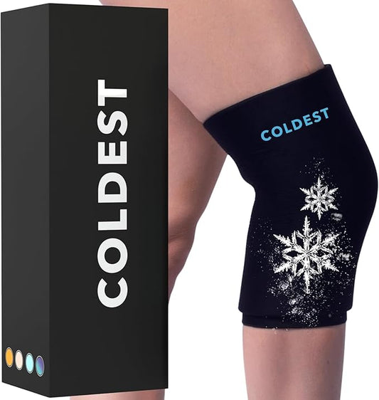 Coldest Knee Ice Pack 360 - Knee Pain Relief Compression, Reusable Gel Ice wrap for Leg Injuries, Swelling, Knee Replacement Surgery, Cold Compress Therapy for Arthritis, Meniscus Tear and ACL (Small)