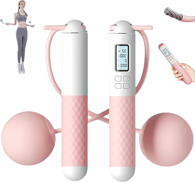Runaivete Skipping Rope with Counter, 2026 New Cordless Jump Rope, Smart Weighted Jump Rope, Intelligent Adjustable Digital Timer & Calorie Burned Counting Jumprope with LCD Display
