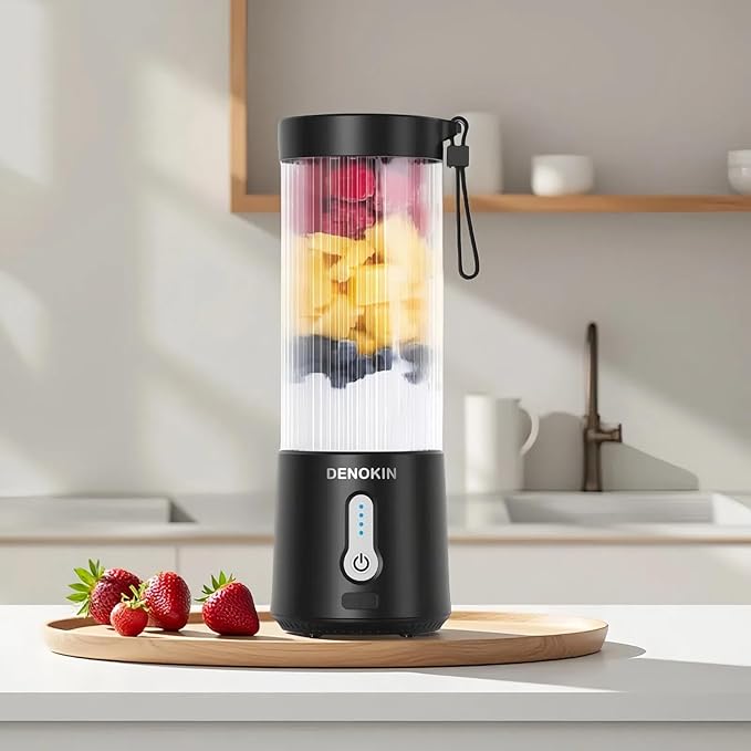 DENOKIN Portable Blender 16oz Vessel, Cordless Personal Size Small Blender for Shakes and Smoothies with 6 Blade for Kitchen, Home, Travel