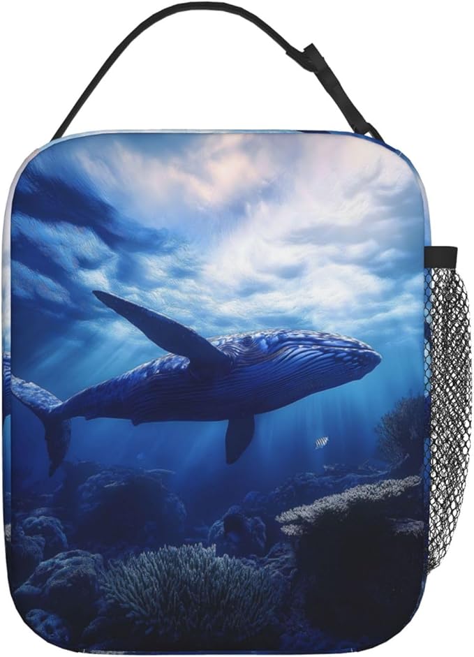 Insulated Lunch Box for Women Men, Whale Lunch Box Reusable Portable Lunch Bag Cooler Tote Waterproof Lunch Container for Office Picnic Work Travel Hiking