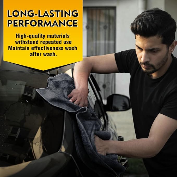 HOMEXCEL Car Drying Towels, 2 Pack Professional Microfiber Towels for Cars, Scratch-Free, Highly Absorbent Drying Towel for Cars, SUVs, RVs, Trucks, and Boats, 35 x 25 inch, Grey