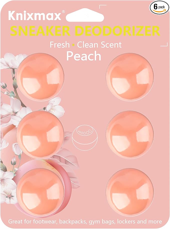 Knixmax Shoe Deodorizer Balls, Boot Deodorizing Shoe Odor Eater Ball Sneaker Deodorants, Gym Bags Lockers Car Air Fresheners, 6 Packs Peach Pink