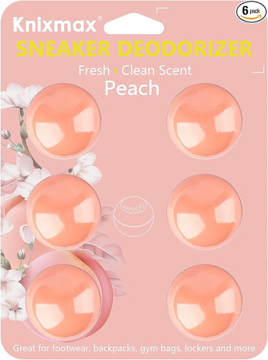 Knixmax Shoe Deodorizer Balls, Boot Deodorizing Shoe Odor Eater Ball Sneaker Deodorants, Gym Bags Lockers Car Air Fresheners, 6 Packs Peach Pink