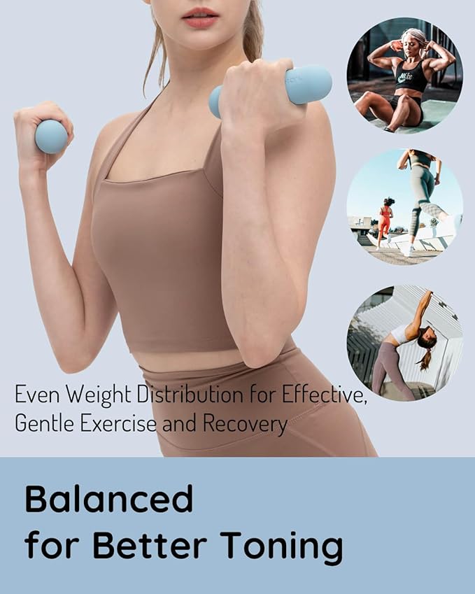 Hand Weight Bars for Women (2.2 LB) | Resistance Booty Bands | Pilates, Yoga, Dance, Aerobics, Running, Cardio, Gym, Strength Training | Non-Slip | Portable Dumbbells | Women & Men