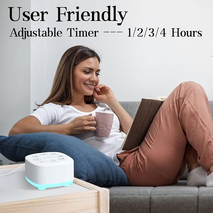 Meditation White Noise Sound Machine 30 Soothing Sounds with 32 Volume Control 12 Night Light 5 Timers Portable Sleep Machine for Travel Powered by AC or USB Sleep Therapy for Baby Kids Adults (White)