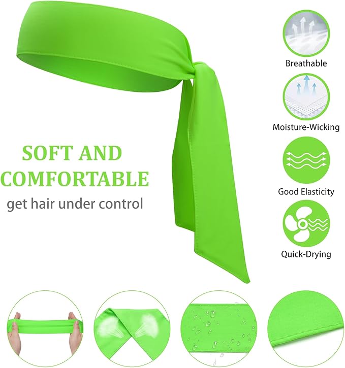 ONUPGO 18Pcs Head Ties for Men Women, Adjustable Headbands Sports Sweatband Ninja Ties Head Band, Sweat Wicking Workout Headband for Sports, Running, Tennis, Yoga, Soccer, Karate