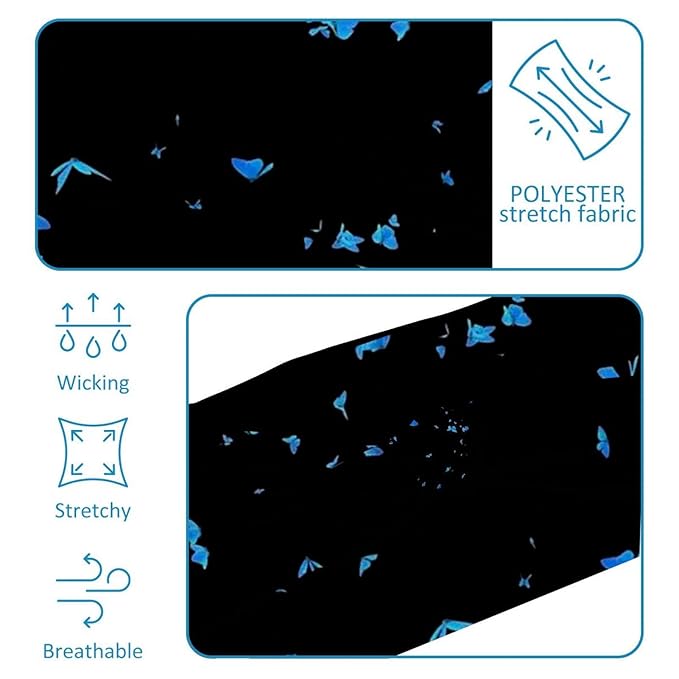 Butterfly on Black Background Headband for Women, Fashionable Sport Hairband, Elastic Wide Headbands Non Slip Workout Yoga Sport