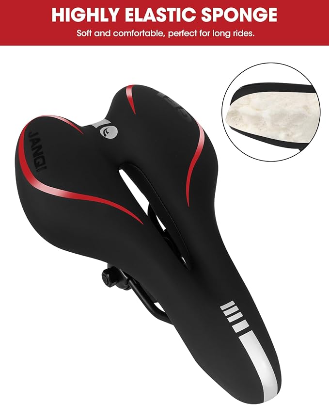 Comfortable Bike Seat for Men & Women, Waterproof Bicycle Seat, Breathable Mountain Bike Saddle, Gel Bicycle Saddle for MTB, BMX, Road Bike, City Bikes, Exercise Bikes
