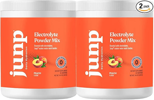 JUNP Electrolytes Powder No Sugar No Carbs – Orchard Fresh Juicy Peach Drink Mix - Potassium & Salt Electrolyte Hydration Powder Zero Calorie Sugar Free Electrolyte Powder, Keto Friendly, 180 Servings