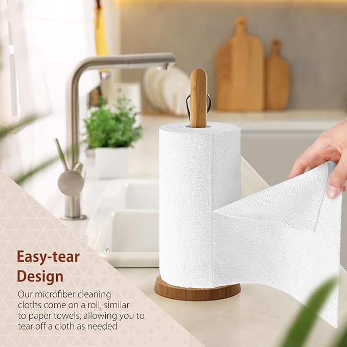 H4N Microfiber Cleaning Cloth Roll, 85 Pack Micro Fiber Cloth for Cleaning, Tear Away Towels, Ultra Absorbent, Non-Abrasive, Reusable and Washable Cleaning Supplies, 11.81" x 11.81", White