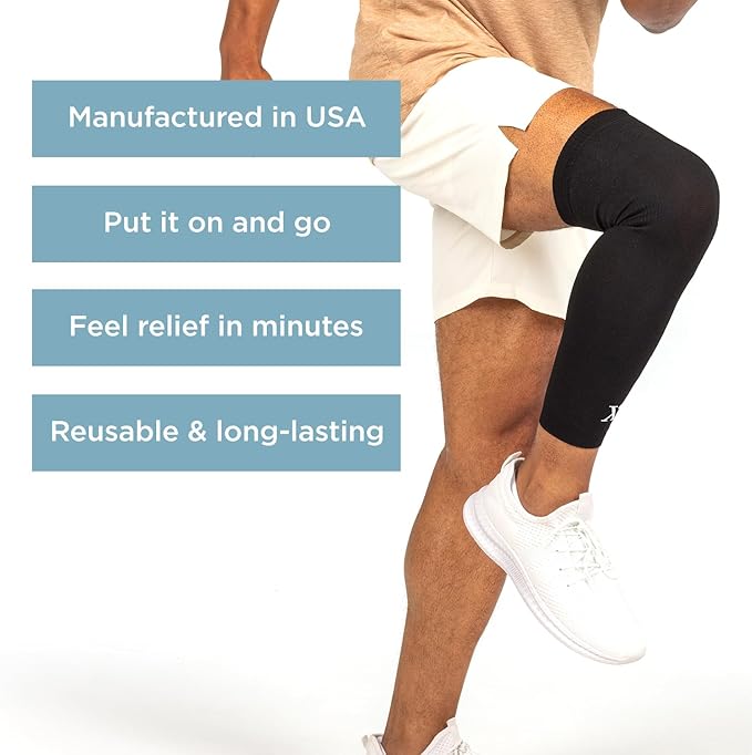 Medicine-Infused Pain Relieving Leg Compression Sleeve for Men and Women with Leg/Knee Pain, Arthritis, Tendonitis, and Calf Cramps
