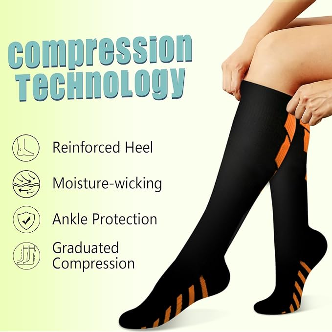 Iseasoo Copper Compression Socks (15-20 mmHg) for Men & Women - Running, Hiking, Cycling, Travel - Improves Circulation