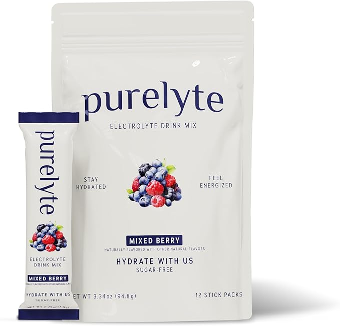 Electrolyte Drink Mix – Sugar-Free Hydration Powder Packets – Clean Electrolytes with Trace Minerals – Keto, Vegan, Gluten-Free – No Artificial Sweeteners – 12 Sticks – Mixed Berry