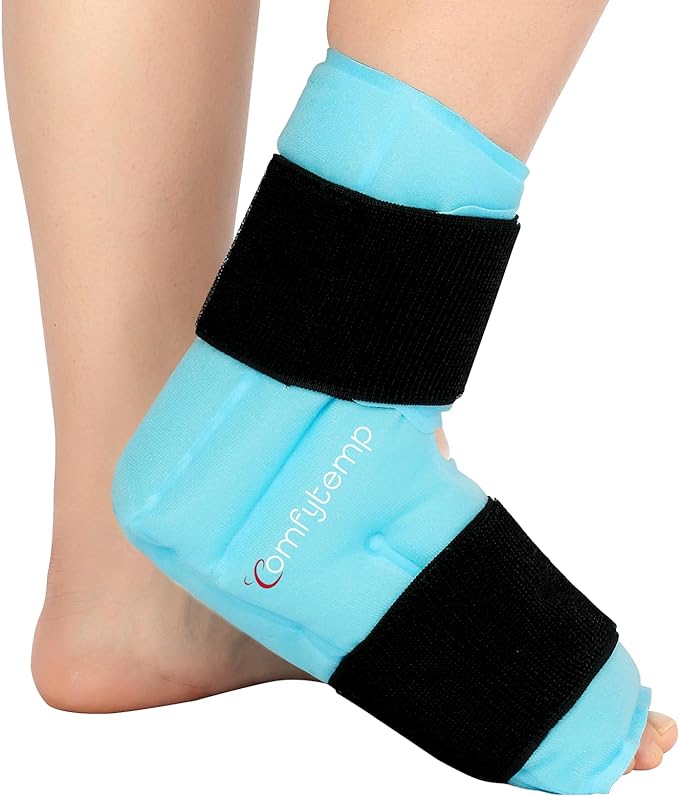 Comfytemp Ankle Foot Ice Pack Wrap for Plantar Fasciitis Relief, FSA Eligible, Ankles Brace for Sprained Ankle, Heel Spur, Swelling, Achilles Tendonitis, Pain, Hot Cold Physical Therapy Gifts, 1 Pcs