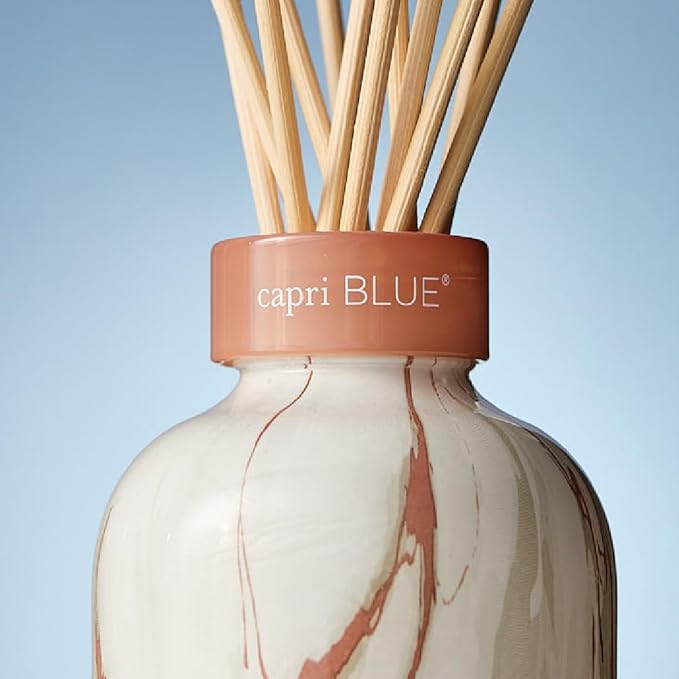 Capri Blue Modern Marble Reed Diffuser Set - Includes Reed Diffuser Sticks, Scented Oil & Glass Bottle - Luxury Scents for Bedroom Decor & Bathroom Air Freshener - Havana Vanilla (5.7 fl oz)