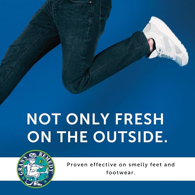 Gran's Remedy Cooling Foot and Shoe Deodorizer Powder - Effective Odor Eliminator - Moisture Absorbing Travel Size Foot Powder - Soothing Relief for Shoes and Feet