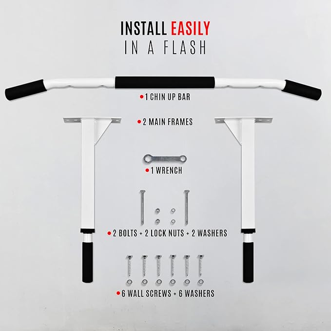 Yes4All Pull Up Bar Wall Mounted - Multifunctional Wall Mounted Pull Up Bar for Home Gym Workout Strength Training Equipment