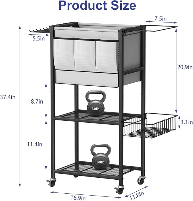 NANANARDOSO Home Gym Storage Rack, Yoga Mat Storage and Gym Organizer Rack for Home Exercise, Gym Portable and Movable Equipment Rack for Yoga Mats, Foam Rollers, Dumbbells, Resistance, Black