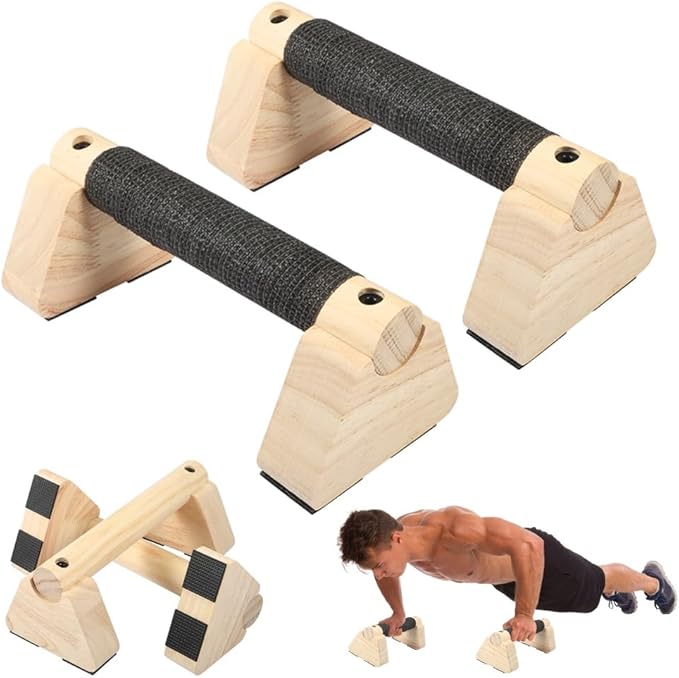 Wooden Parallettes Bars, Calisthenics Equipment for Handstand Training, Mini Handle Pumps, Push Up Bars Fitness, Calisthenics Bar, Handstand Blocks and Pushup Handles for Men