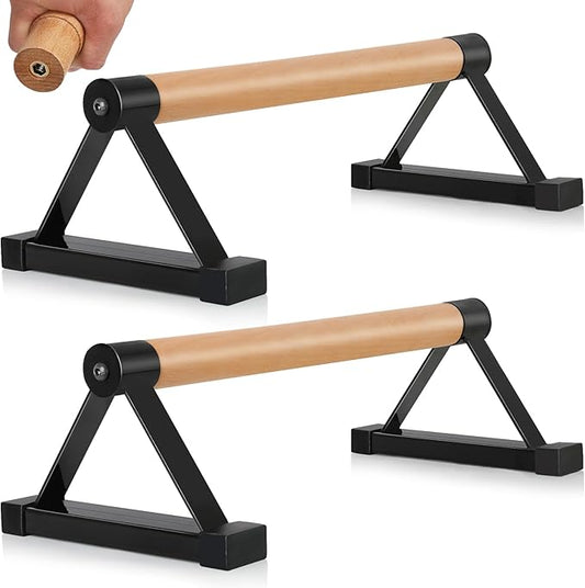 Parallettes Bars, 16 INCH Solid Wood Push Up Bars with Anti-Slip Grip for Calisthenics, Handstand, Floor Workouts, Sturdy Metal Bracket Supports Up to 600 lbs for Home Gym, CrossFit & Fitness Training