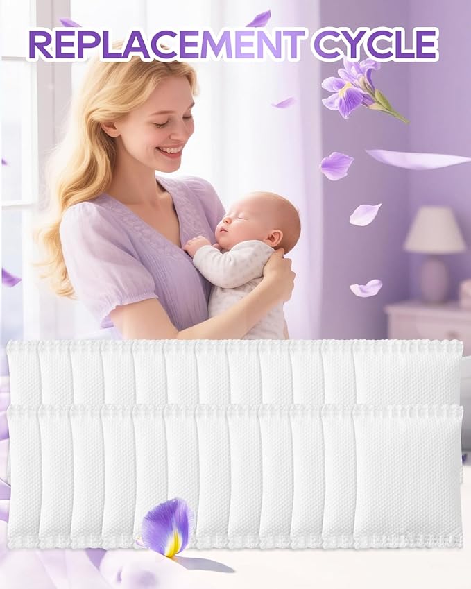 Diaper Pail Deodorizer Odor Absorber Compatible with Munchkin Arm and Hammer Diaper Pail, Lavender Scented Diaper Pail Odor Eliminator for Munchkin Nursery Fresheners, 24 Pack