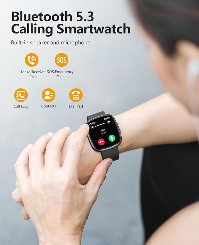 Smart Watch for Men Women, 1.72" Super Retina HD Display with Sleep Stress, 24/7 Heart Rate HRV Spo2 Monitor, Fitness Tracker with 135 Sport Modes, Waterproof Square Watch, Compatible Android and iOS