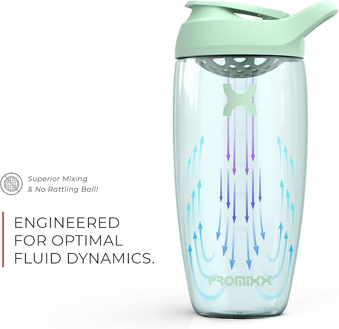 Promixx Pursuit Protein Shaker Bottle (24 oz) – Silent No-Ball Mixer, Leak-Proof Lid, BPA/BPS & Phthalate-Free ECOZEN – Easy-Clean Shaker Cup for Protein Shakes, Pre & Post-Workout Smoothies