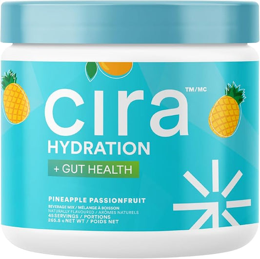 Cira Hydration + Gut Health Powder (45 Servings) - Electrolyte Drink Mix with Prebiotics & Probiotics for Digestion, Hydration & Recovery - Naturally Flavored with Stevia - Pineapple Passionfruit