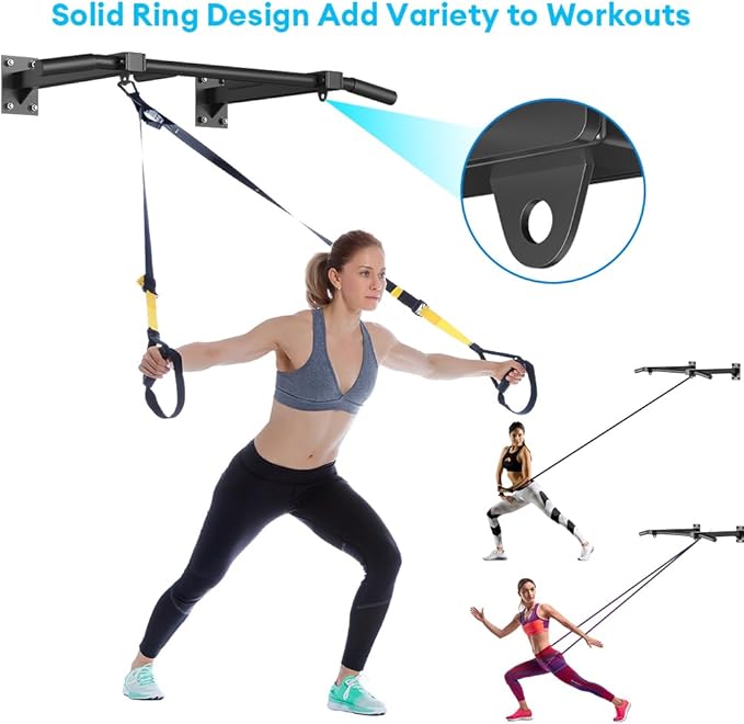 Wall Mount Pull Up Bar, Joist Mount Pull Up Bar, Beam and Rafter Mounted Chin Up Bar for Home Gym With Wood Mount and Wall Mount Screws