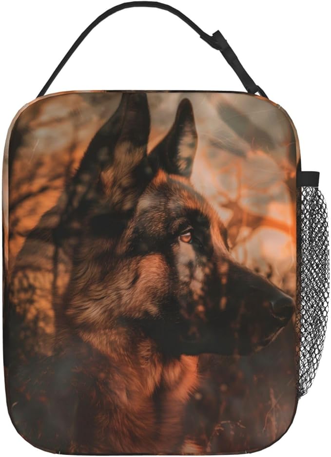Insulated Lunch Box for Women Men, German Shepherd Lunch Box Reusable Portable Lunch Bag Cooler Tote Waterproof Lunch Container for Office Picnic Work Travel Hiking