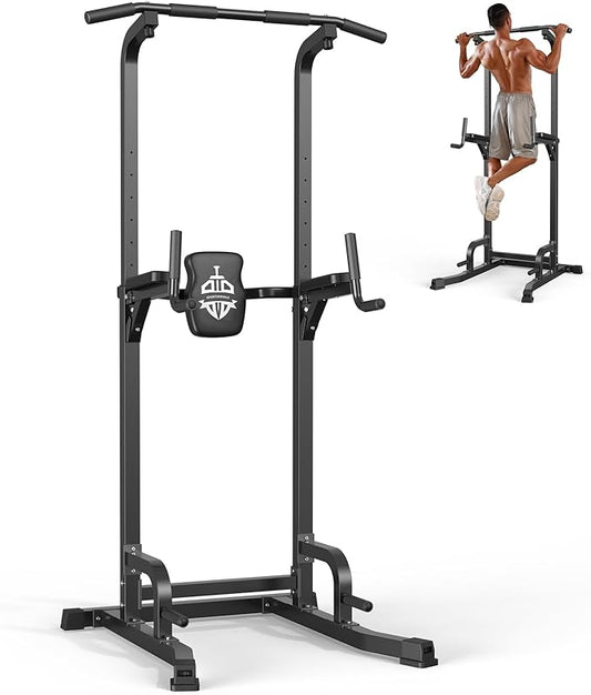 Sportsroyals Power Tower Pull Up Bar Station, 450LBS Stable Pull Up Dip Station for Home Gym Strength Training Equipment